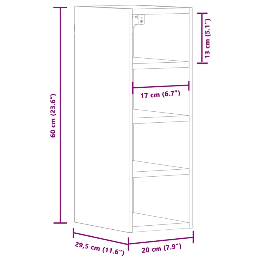 Armoire suspendue "Riga" Gris Sonoma 20 x 29,5 x 60 cm Bois d'ingénierie - 10