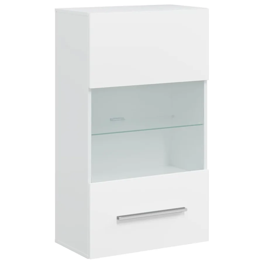 Meubles TV 5 pcs avec lumière LED blanc mat bois d'ingénierie - 8