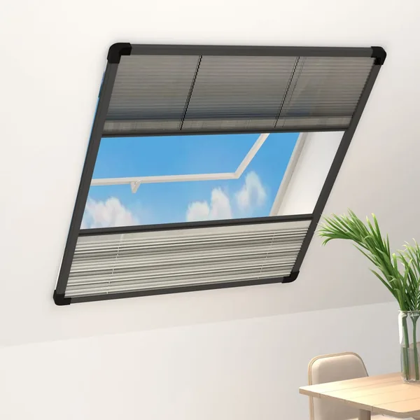 Moustiquaire plissée pour fenêtre Aluminium 80x100 cm et auvent