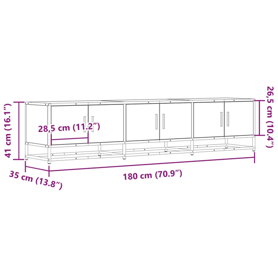 Meuble TV sonoma gris 180x35x41 cm bois d'ingénierie - 10