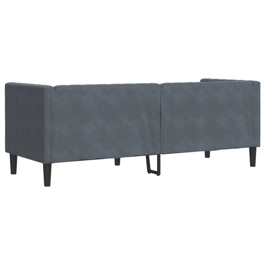 Canapé Chesterfield avec traversins 3 places gris foncé velours - 6