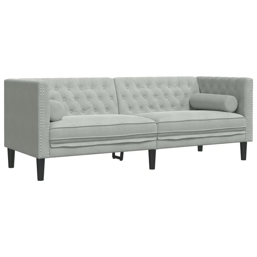 Ensemble de canapé Chesterfield et traversins 3 pcs gris clair - 4