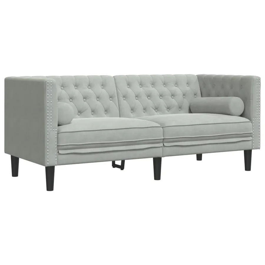 Ensemble de canapé Chesterfield et traversins 3 pcs gris clair - 5