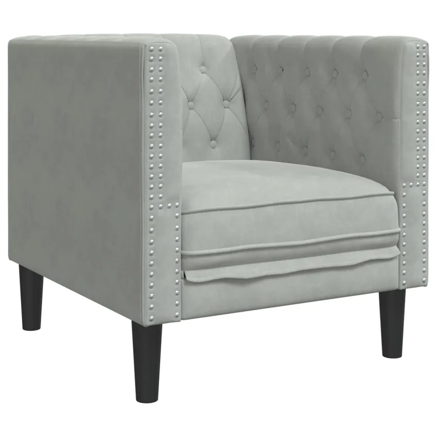 Ensemble de canapé Chesterfield et traversins 3 pcs gris clair - 6