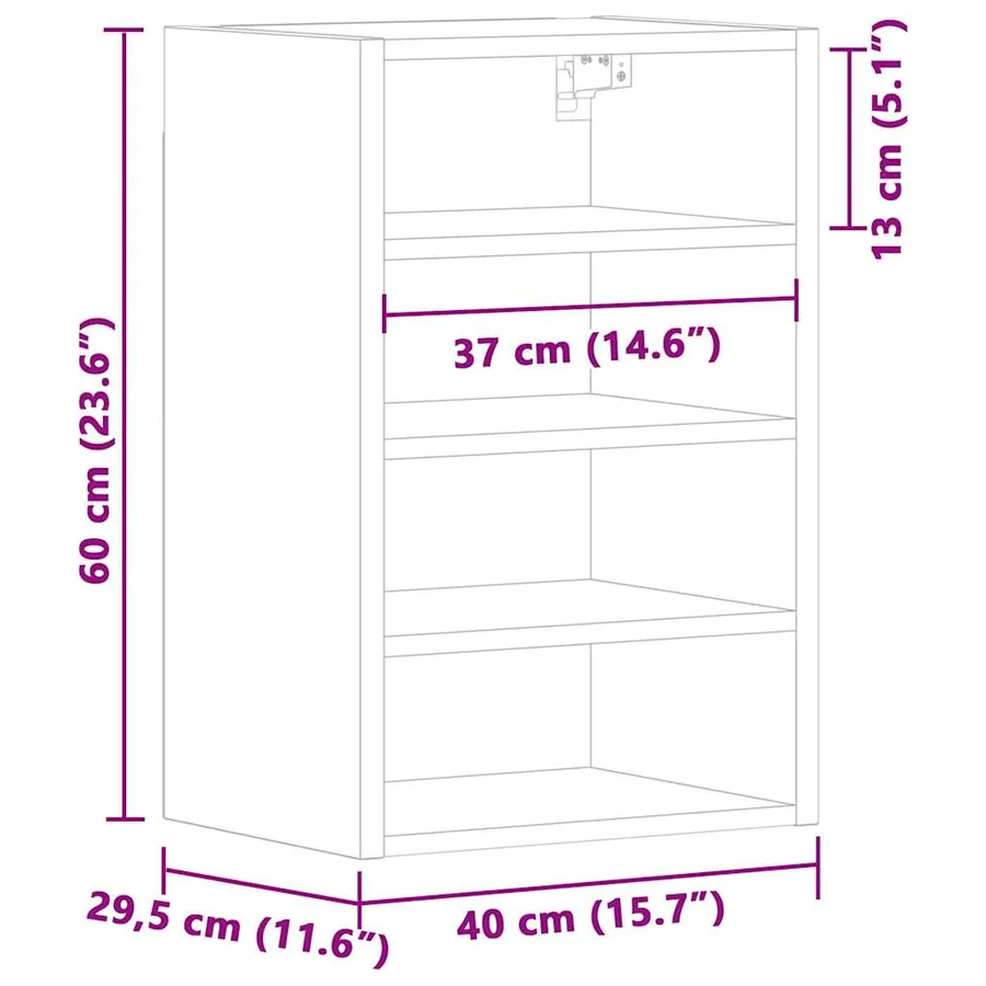 Armoire suspendue "Riga" Noir 40 x 29,5 x 60 cm Bois d'ingénierie - 10