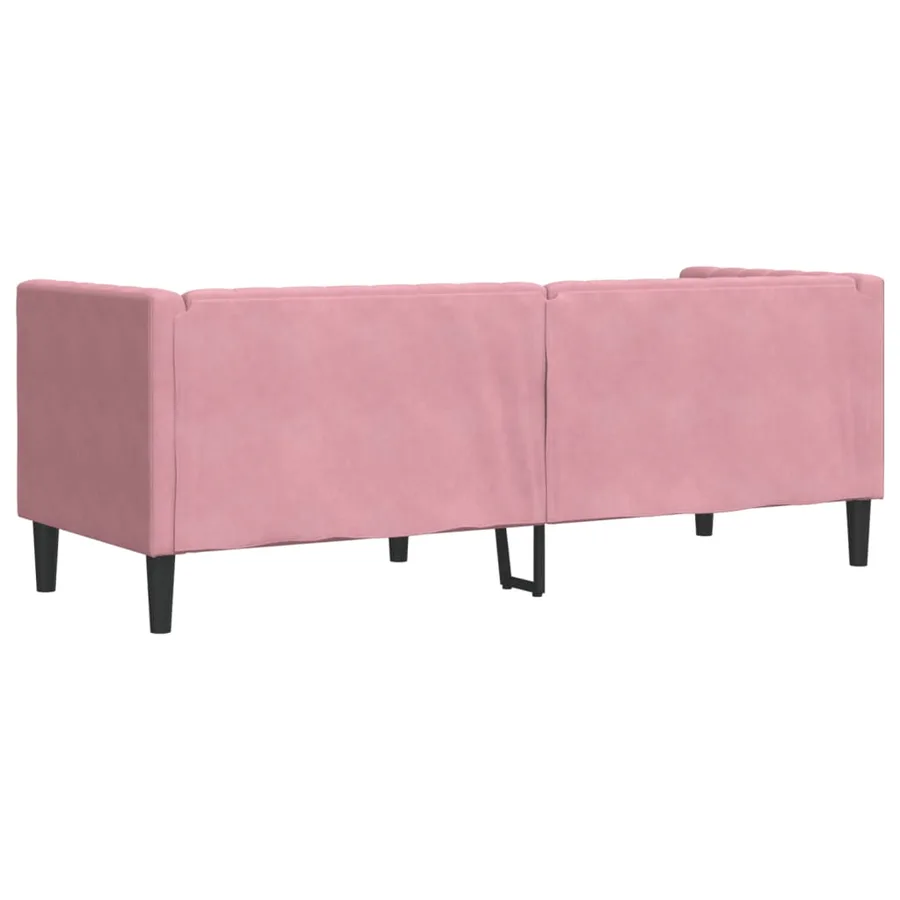 Canapé Chesterfield avec traversins 3 places rose velours - 6