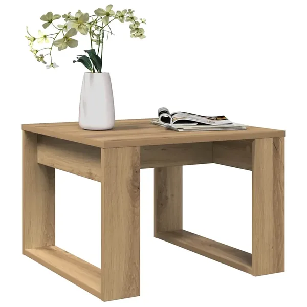 Table d'appoint chêne artisanal 50x50x35 cm bois d'ingénierie