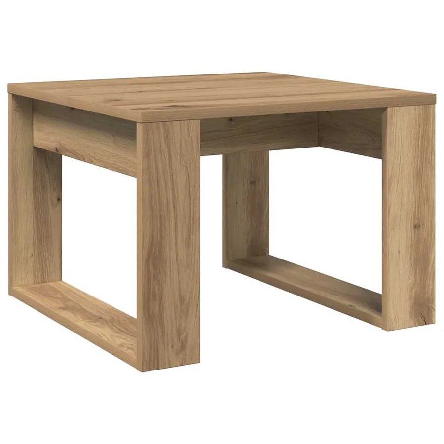 Table d'appoint chêne artisanal 50x50x35 cm bois d'ingénierie - 5