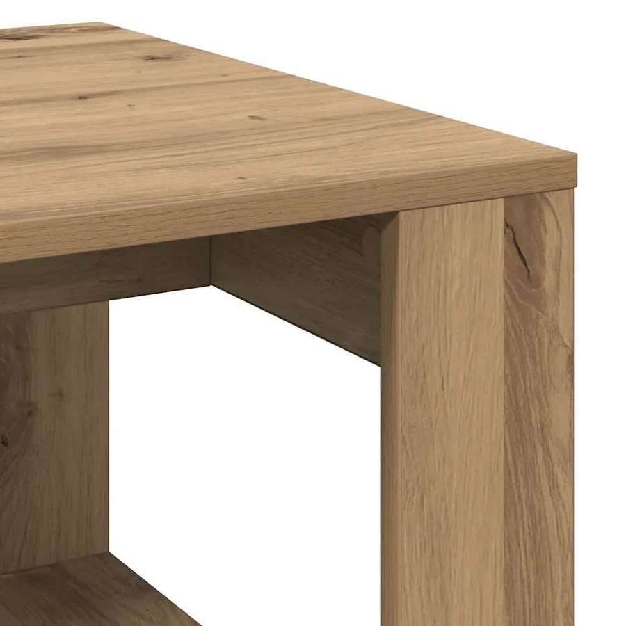 Table d'appoint chêne artisanal 50x50x35 cm bois d'ingénierie - 7