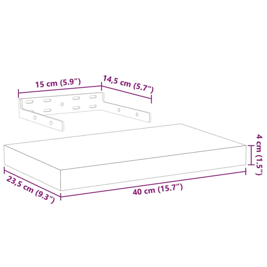 Étagères flottantes 4 pcs 40x23,5x4 cm bois d'ingénierie - 9