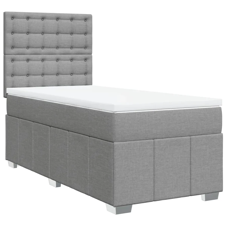 Sommier à lattes de lit avec matelas Gris clair 90x200 cm Tissu - 3