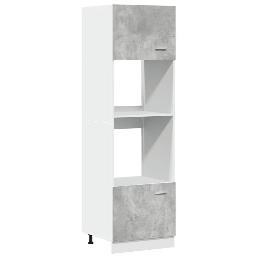 Meuble micro-ondes "Lyon" Gris béton 60 x 57 x 207 cm Bois d'ingénierie - 2