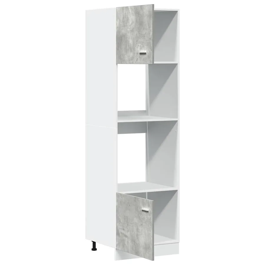 Meuble micro-ondes "Lyon" Gris béton 60 x 57 x 207 cm Bois d'ingénierie - 5