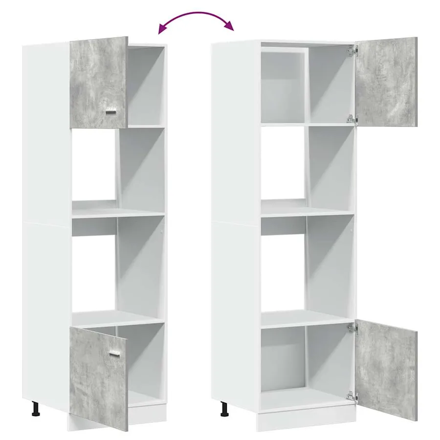 Meuble micro-ondes "Lyon" Gris béton 60 x 57 x 207 cm Bois d'ingénierie - 8
