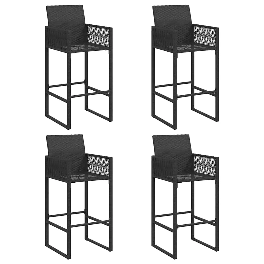 Ensemble de bar de jardin 5 pcs sans coussins noir poly rotin - 4
