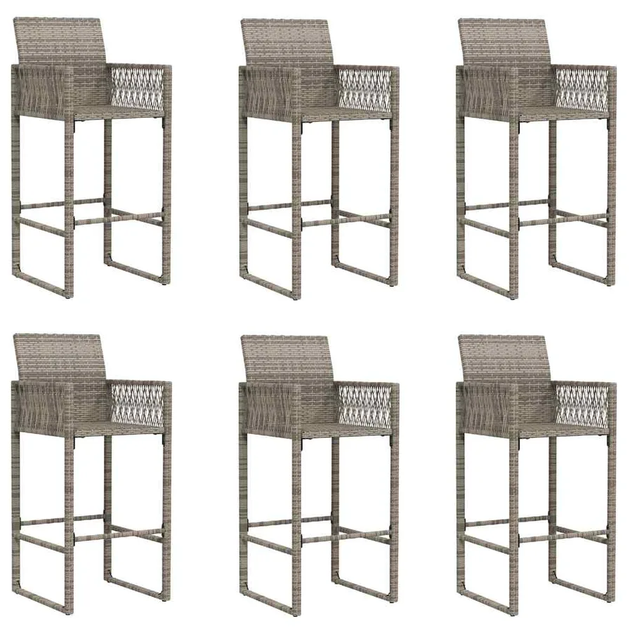 Ensemble de bar de jardin 7 pcs sans coussins gris poly rotin - 4