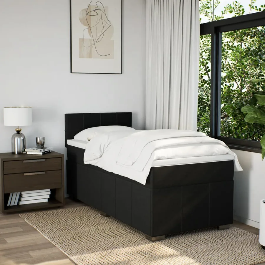 Sommier à lattes de lit et matelas Noir 80x200 cm Tissu - 4