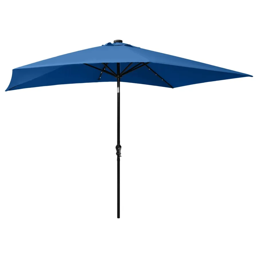 Parasol de jardin avec LED et mât en acier bleu azuré 2x3 m - 4
