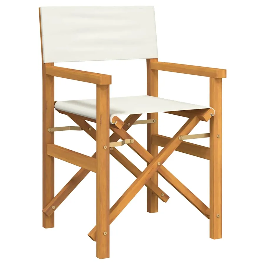 Chaise de metteur en scène pliante crème bois teck massif - 2