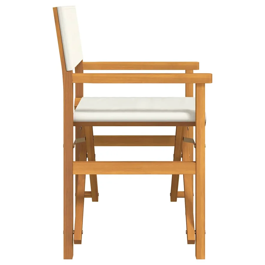 Chaise de metteur en scène pliante crème bois teck massif - 4