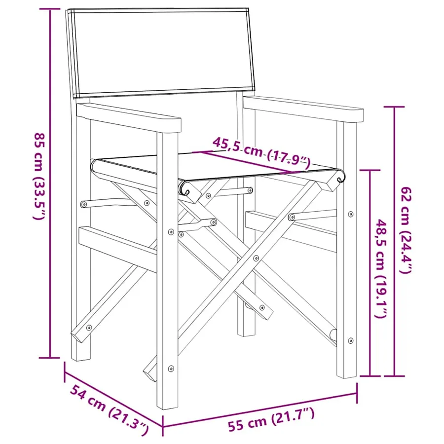 Chaise de metteur en scène pliante crème bois teck massif - 8