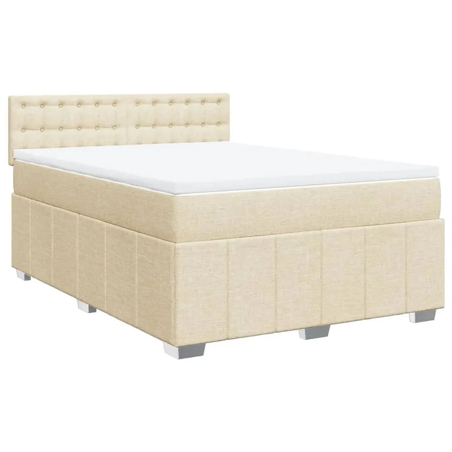 Sommier à lattes de lit avec matelas Crème 160x200 cm Tissu - 2