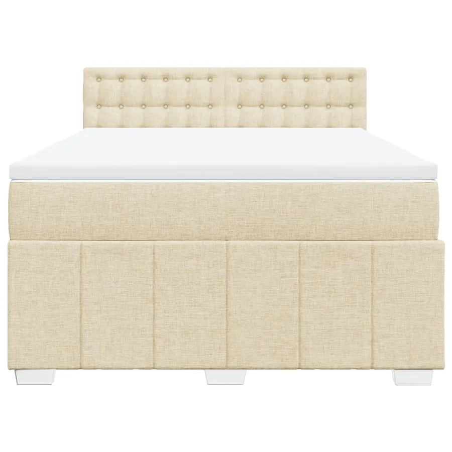 Sommier à lattes de lit avec matelas Crème 160x200 cm Tissu - 4