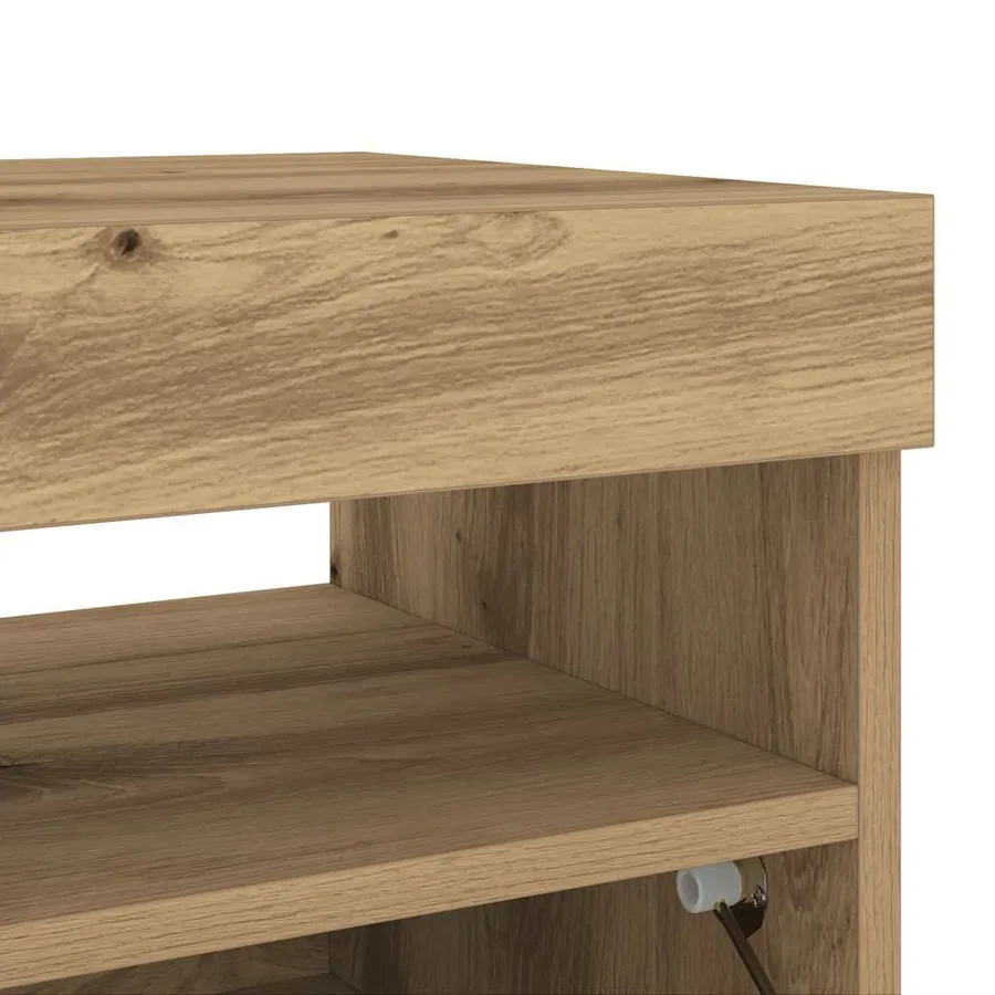 Meuble TV avec lumières LED chêne artisanal bois d'ingénierie - 10