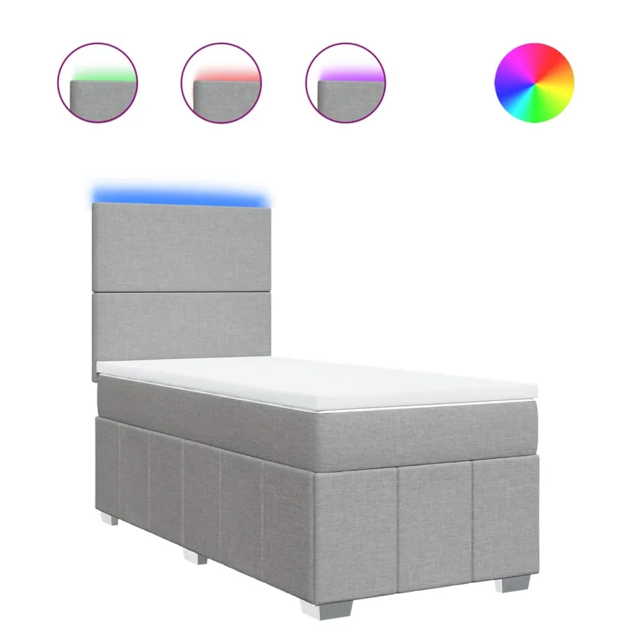 Sommier à lattes de lit avec matelas Gris clair 90x200 cm Tissu - 2
