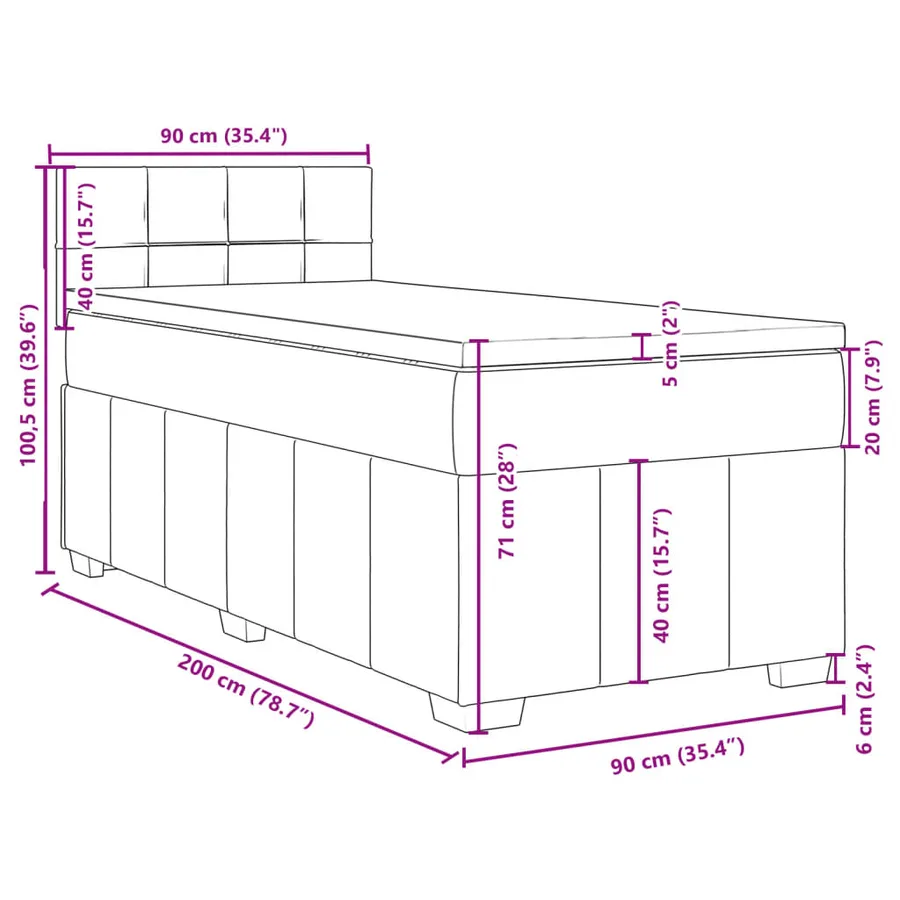 Sommier à lattes de lit avec matelas Gris clair 90x200 cm Tissu - 18