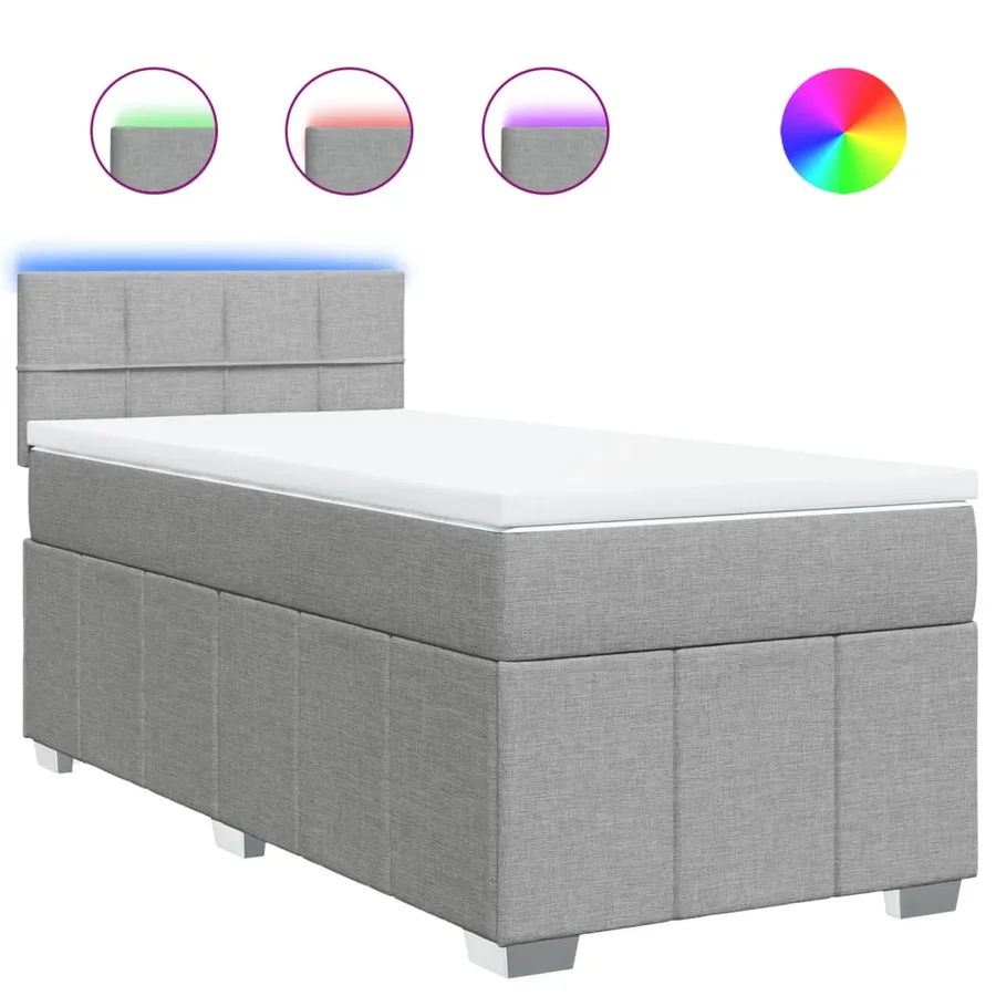 Sommier à lattes de lit avec matelas Gris clair 90x200 cm Tissu - 2