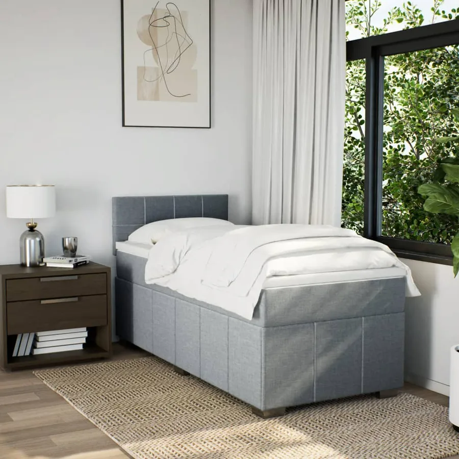 Sommier à lattes de lit avec matelas Gris clair 90x200 cm Tissu - 4