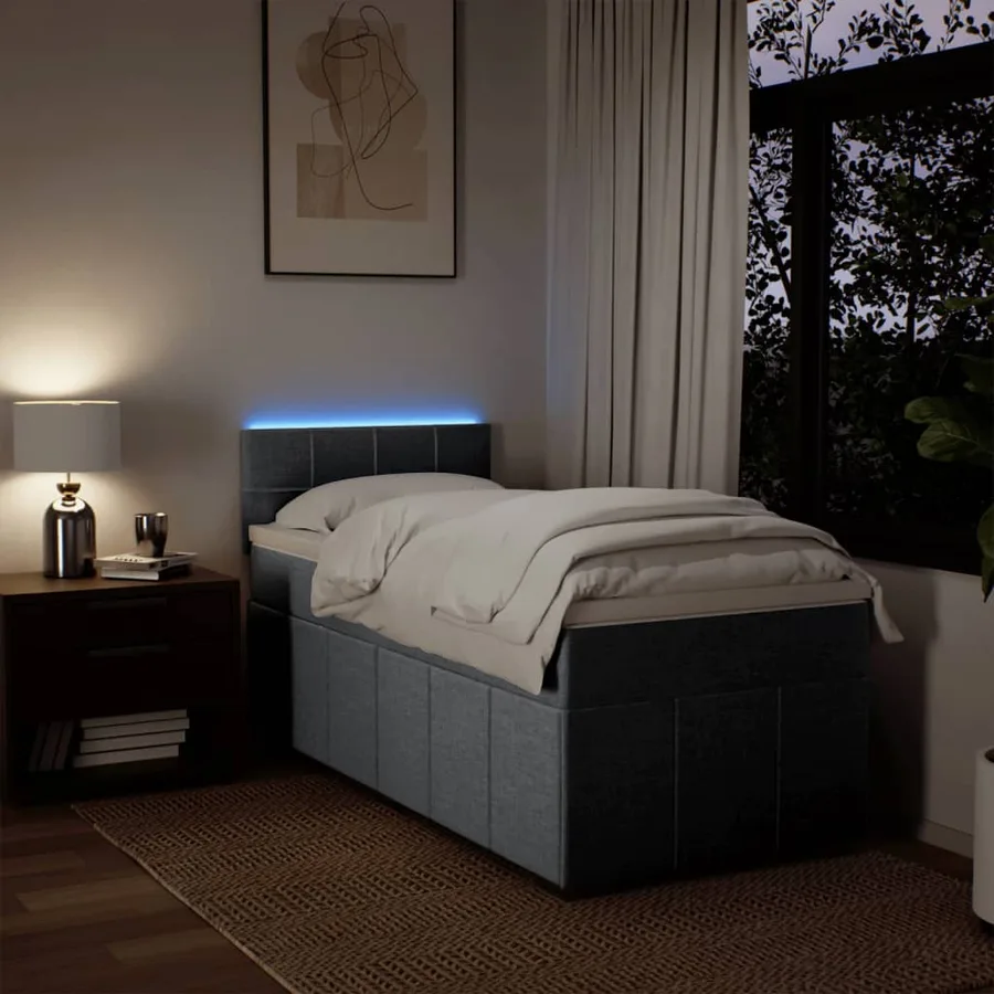 Sommier à lattes de lit avec matelas Gris clair 90x200 cm Tissu - 5