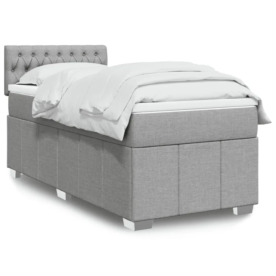 Sommier à lattes de lit avec matelas Gris clair 90x200 cm Tissu