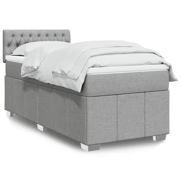 Sommier à lattes de lit avec matelas Gris clair 90x200 cm Tissu