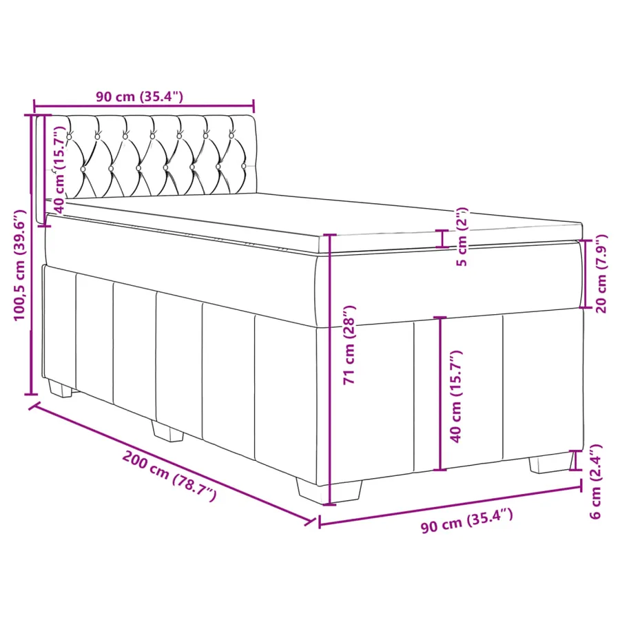 Sommier à lattes de lit avec matelas Gris clair 90x200 cm Tissu - 18