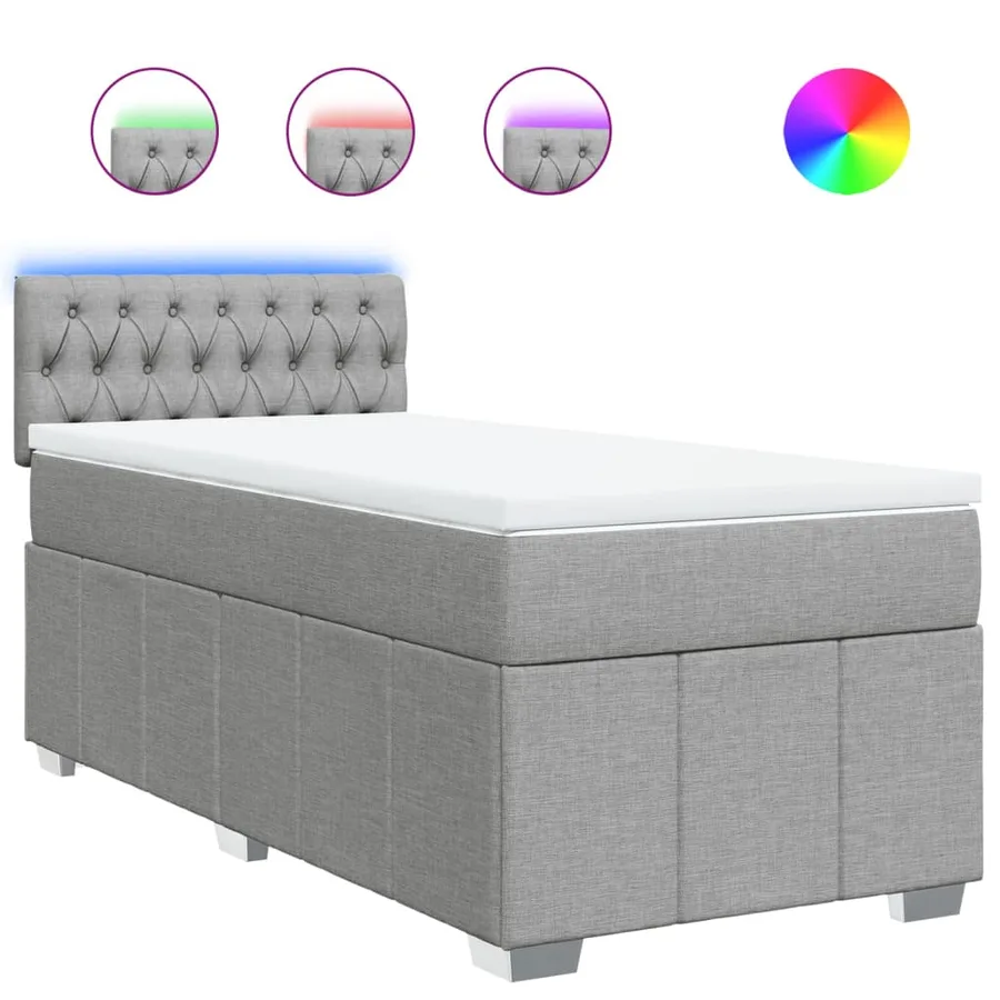 Sommier à lattes de lit avec matelas Gris clair 90x200 cm Tissu - 2