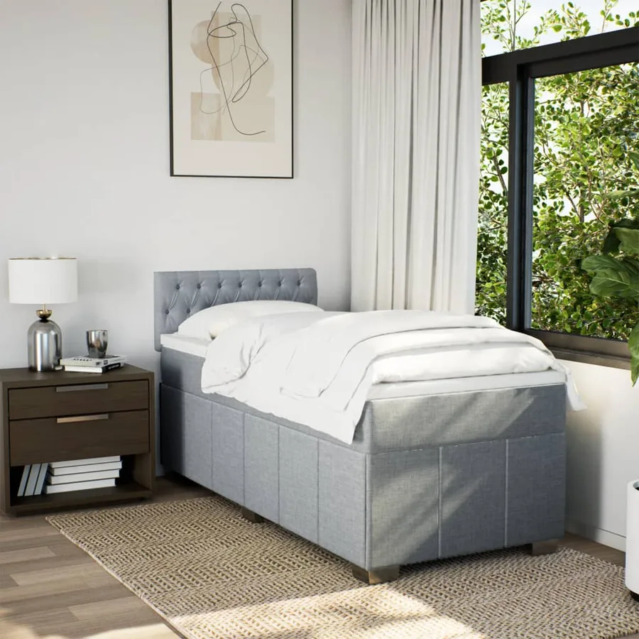 Sommier à lattes de lit avec matelas Gris clair 90x200 cm Tissu - 4