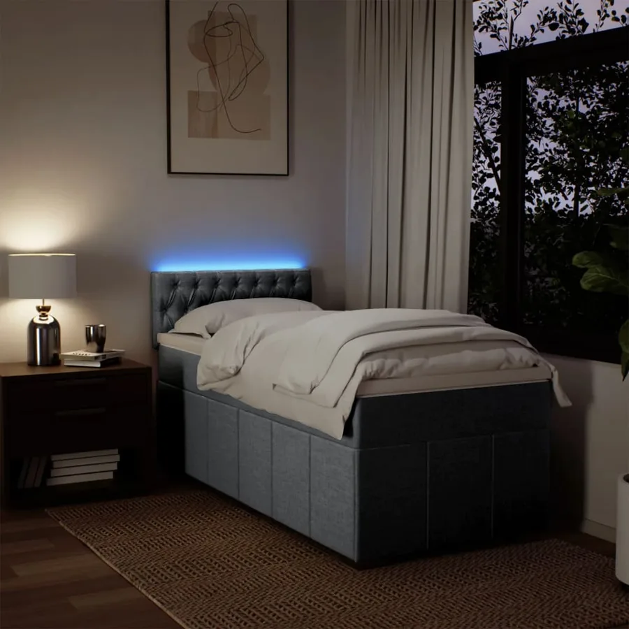 Sommier à lattes de lit avec matelas Gris clair 90x200 cm Tissu - 5