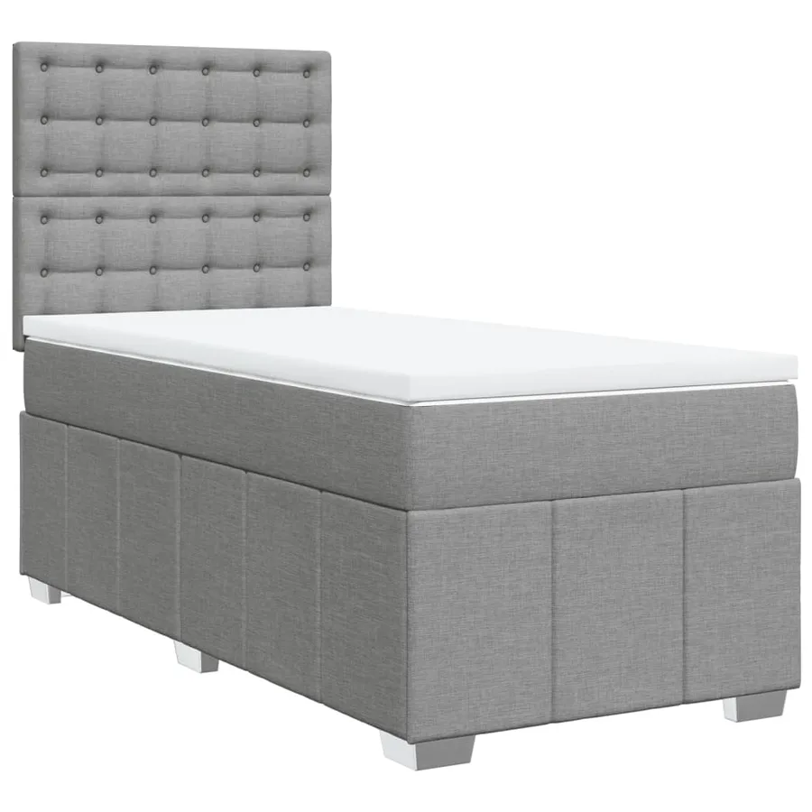 Sommier à lattes de lit avec matelas Gris clair 90x200 cm Tissu - 2