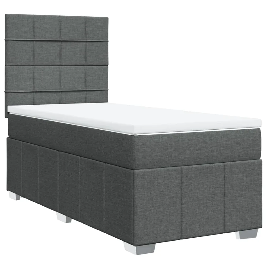 Sommier à lattes de lit avec matelas Gris foncé 90x200 cm Tissu - 2