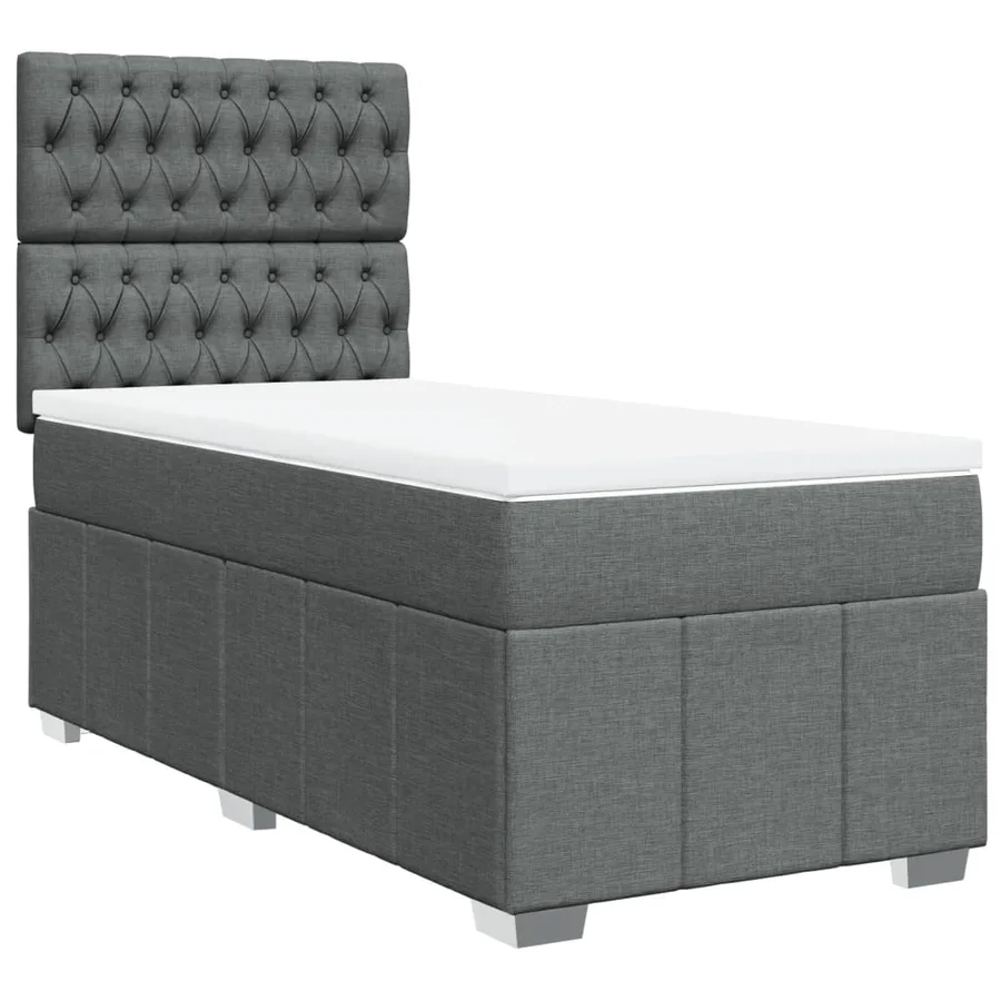 Sommier à lattes de lit avec matelas Gris foncé 90x200 cm Tissu - 2