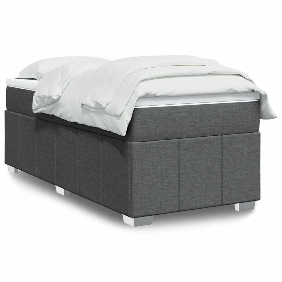 Sommier à lattes de lit avec matelas Gris foncé 100x200cm Tissu