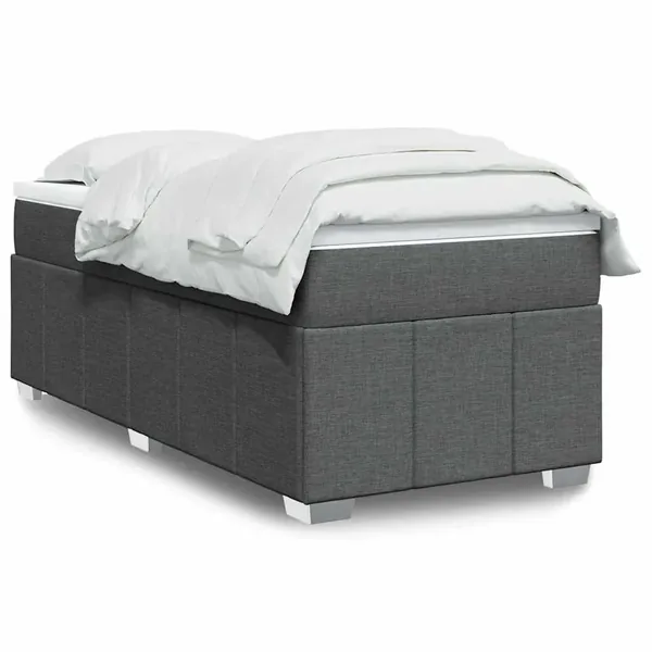 Sommier à lattes de lit avec matelas Gris foncé 100x200cm Tissu