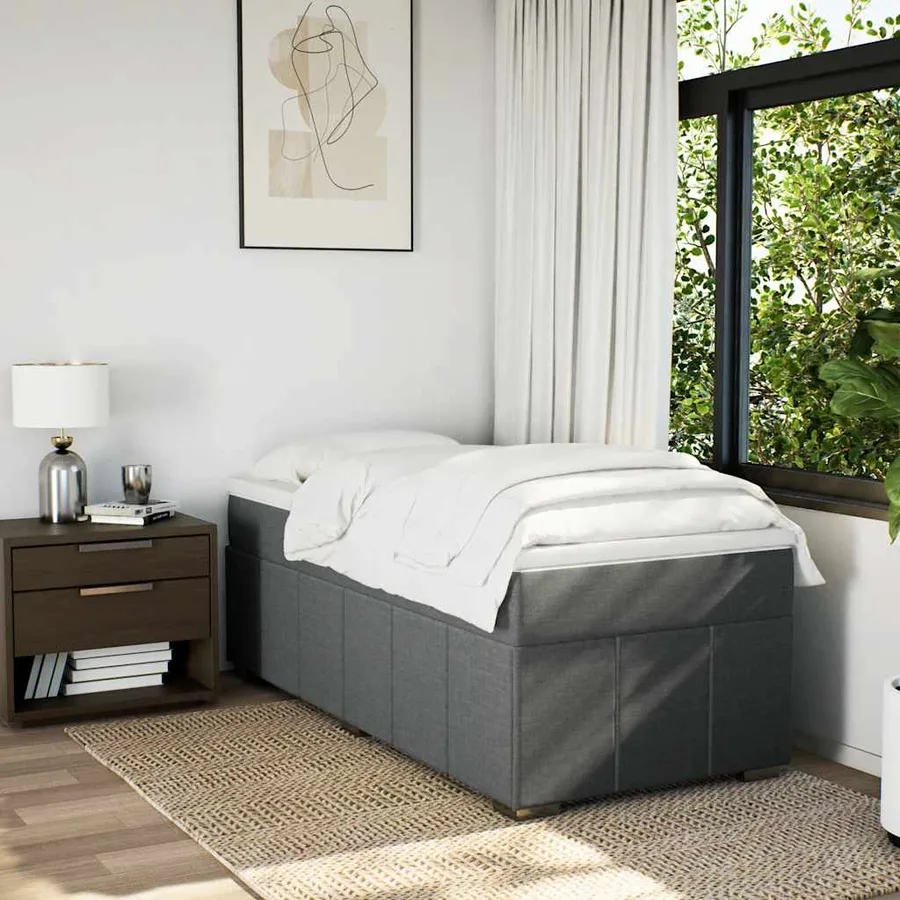 Sommier à lattes de lit avec matelas Gris foncé 100x200cm Tissu - 3