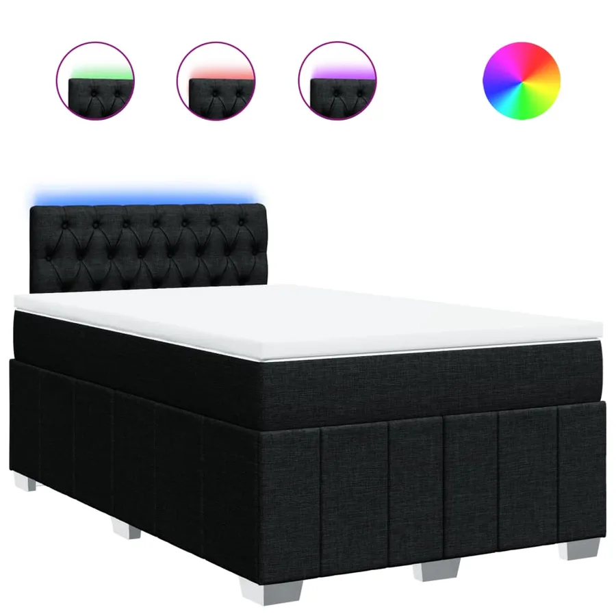 Sommier à lattes de lit avec matelas noir 120x190 cm tissu - 2