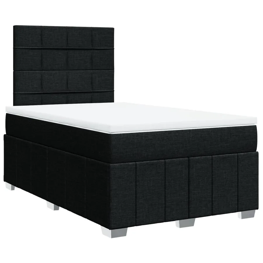 Sommier à lattes de lit avec matelas noir 120x190 cm tissu - 2
