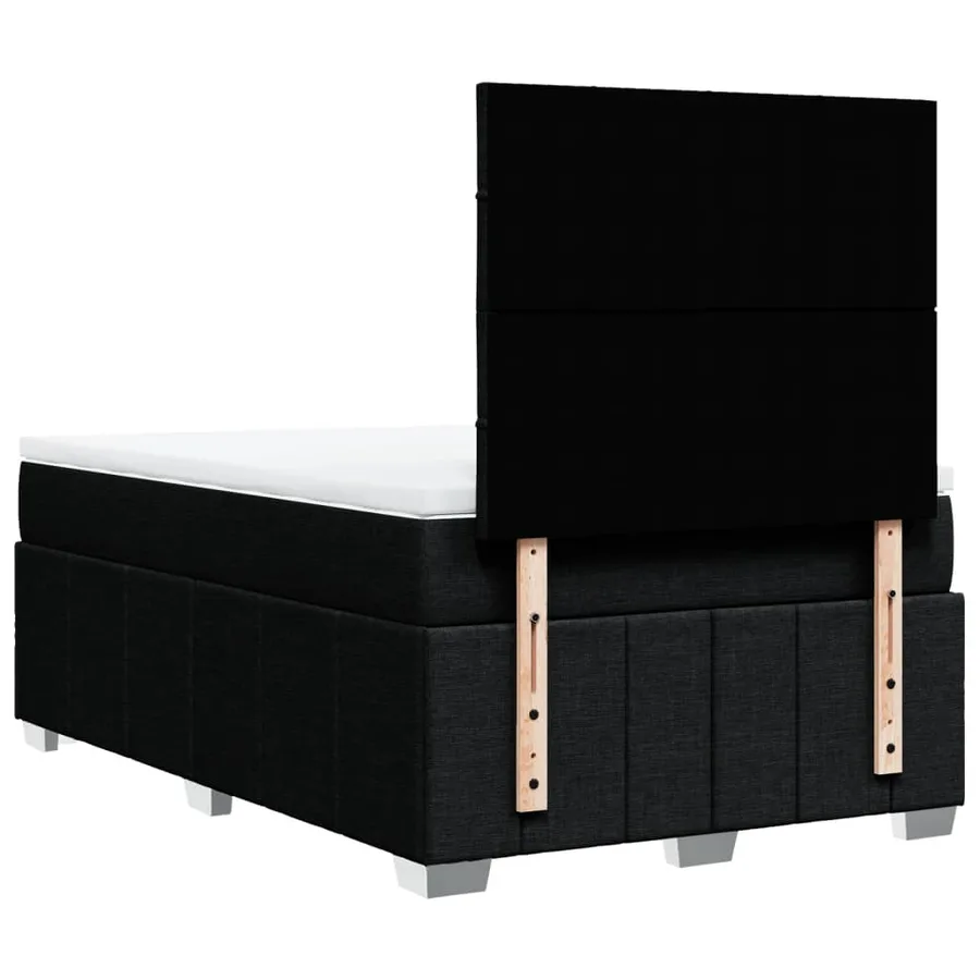 Sommier à lattes de lit avec matelas noir 120x190 cm tissu - 6