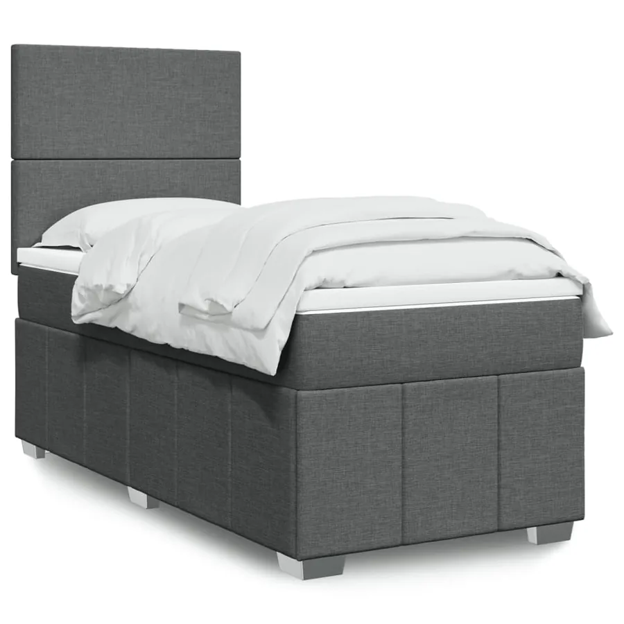 Sommier à lattes de lit avec matelas Gris foncé 100x200cm Tissu