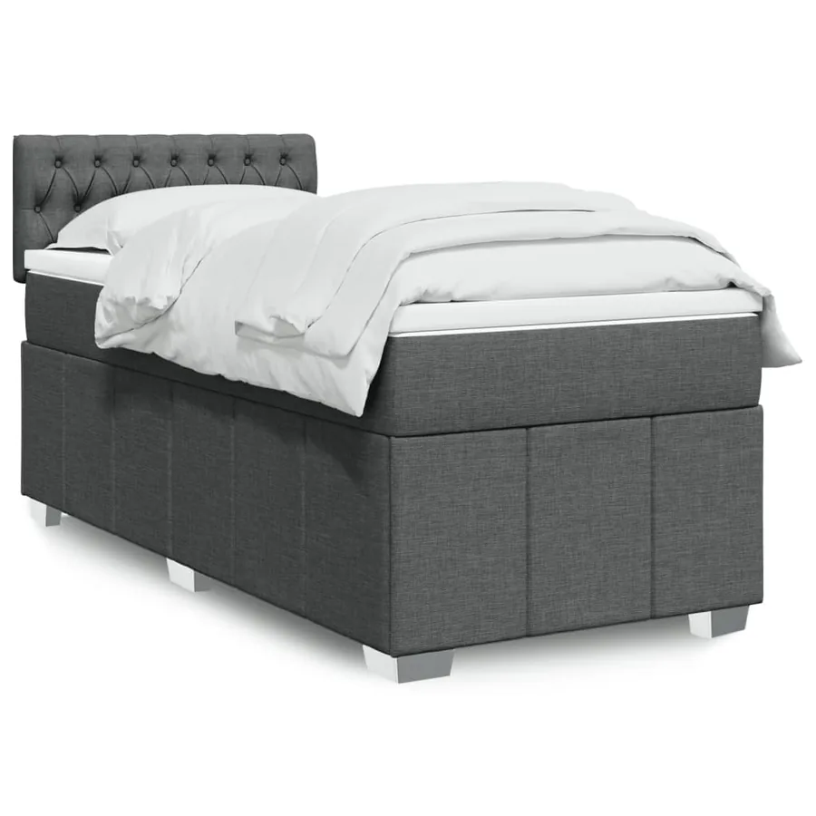 Sommier à lattes de lit avec matelas Gris foncé 100x200cm Tissu